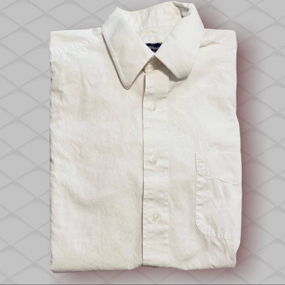 Men’s Club Room Shirt White Large Regular Fit Short Sleeves Collar Button Down - Picture 2 of 5